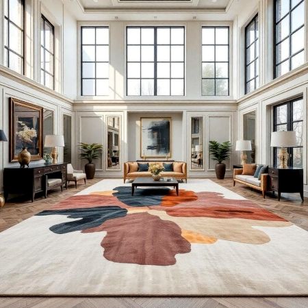 Handcrafted Abstract Earth Tone Modern Living Rug